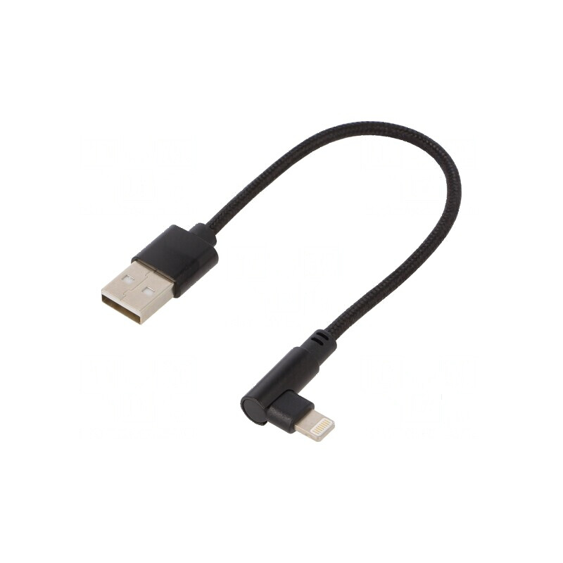 Cablu USB 2.0 Apple Lightning la USB A, 0,2m, unghi | Electronic-mag.ro | Componente Electronice