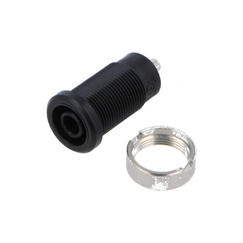 Conector banana 4mm soclu 25A 1kV negru nichelat | Electronic-mag.ro | Componente Electronice