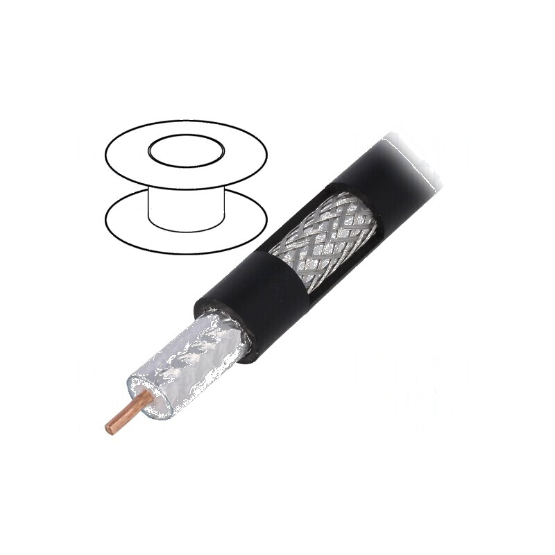 Cablu coaxial RG11 305m sârmă Cu PE negru Ø10,03mm | Electronic-mag.ro | Componente Electronice