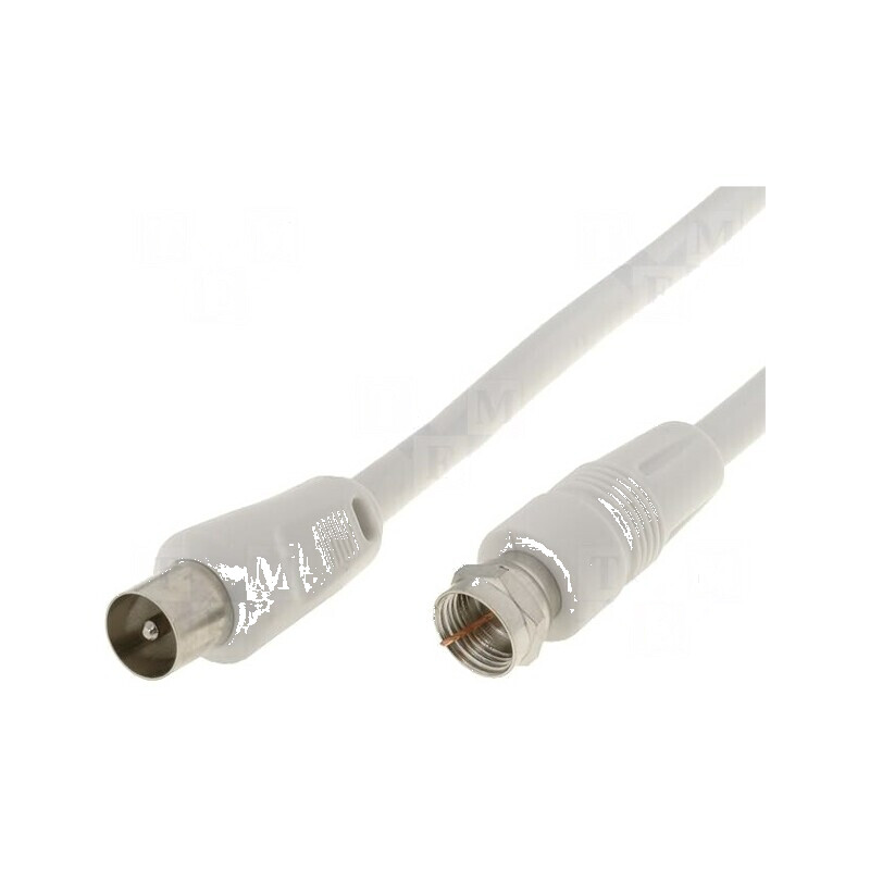 Cablu coaxial alb 2,5m cu mufă F 9,5mm | Electronic-mag.ro | Componente Electronice