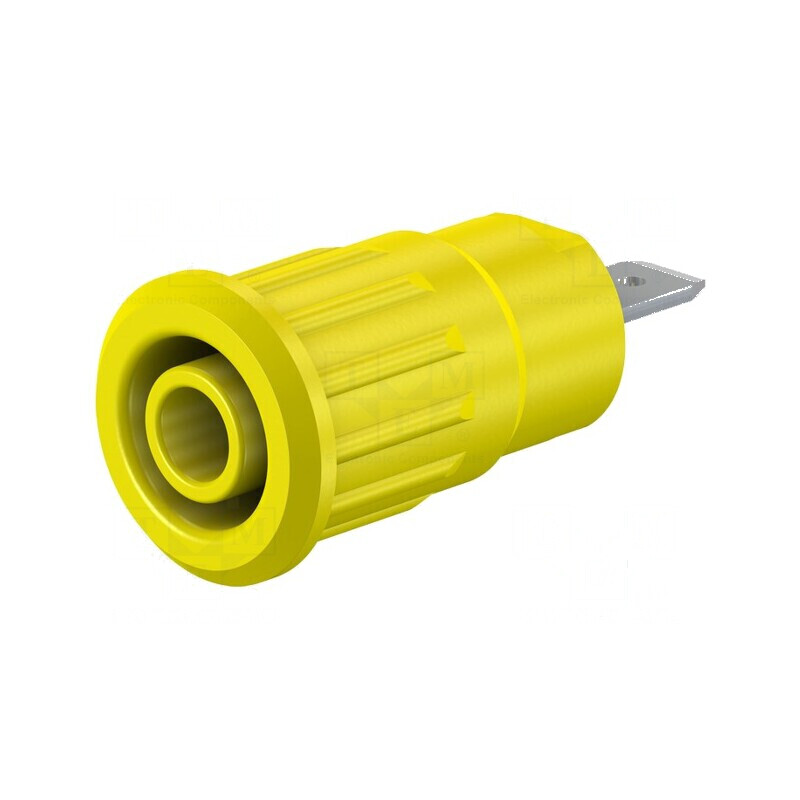 Conector banană 4mm soclu 24A 1kV galben alamă | Electronic-mag.ro | Componente Electronice