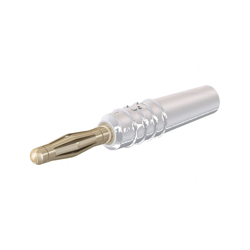 Conector banană 2mm 10A 30VAC 60VDC albă aurit 0,5mm2 | Electronic-mag.ro | Componente Electronice