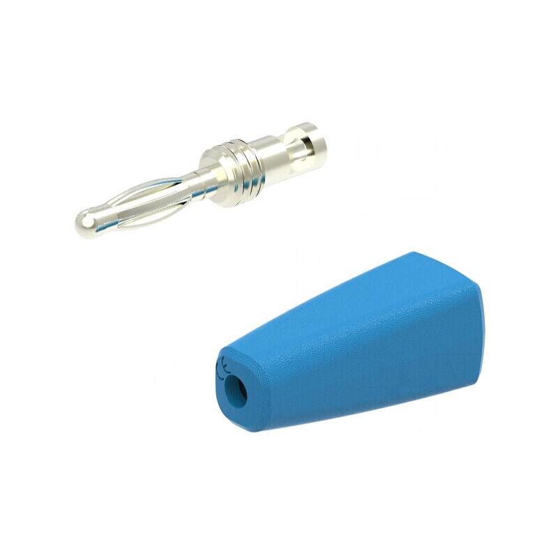 Conector banană 2mm 10A 30VAC 60VDC albastru nichelat | Electronic-mag.ro | Componente Electronice