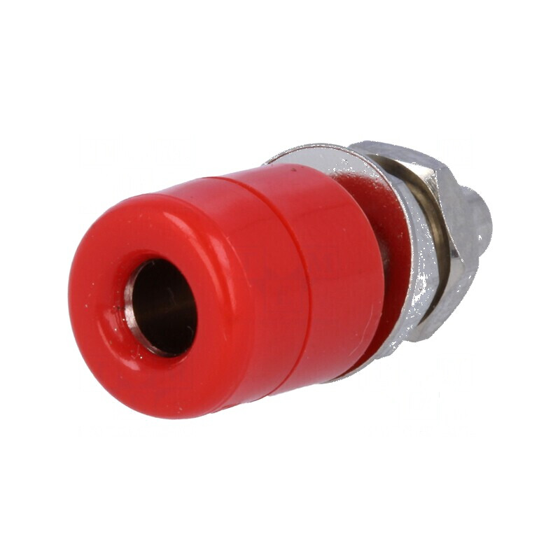 Conector banană 4mm soclu 20A roșu nichelat Ø7,5mm | Electronic-mag.ro | Componente Electronice