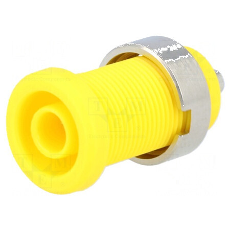 Conector banană 4mm soclu 25A 1kV galben nichelat | Electronic-mag.ro | Componente Electronice