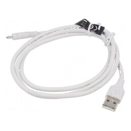Cablu USB 2.0 A la micro B 1m alb nichelat | Electronic-mag.ro | Componente Electronice