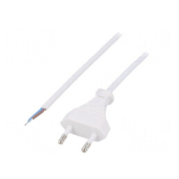 Cablu CEE 7/16 2x0,5mm2 PVC 1,6m alb 2,5A | Electronic-mag.ro | Componente Electronice