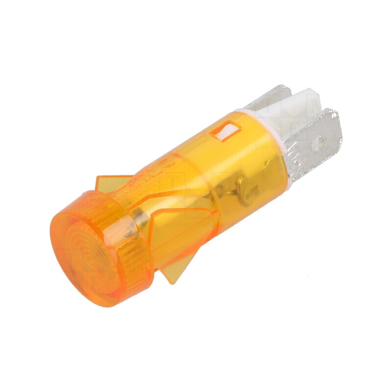 Lampă de control neon plată portocalie 230VAC Ø12mm | Electronic-mag.ro | Componente Electronice