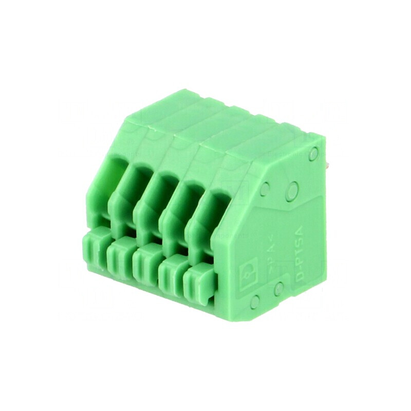 Regletă de conexiuni PCB unghi 45° 2,5mm 5 piste 2A | Electronic-mag.ro | Componente Electronice