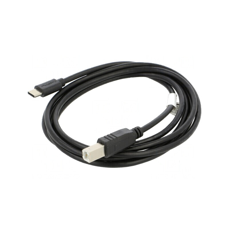 Cablu USB 2.0 1,8m USB B la USB C aurit negru | Electronic-mag.ro | Componente Electronice
