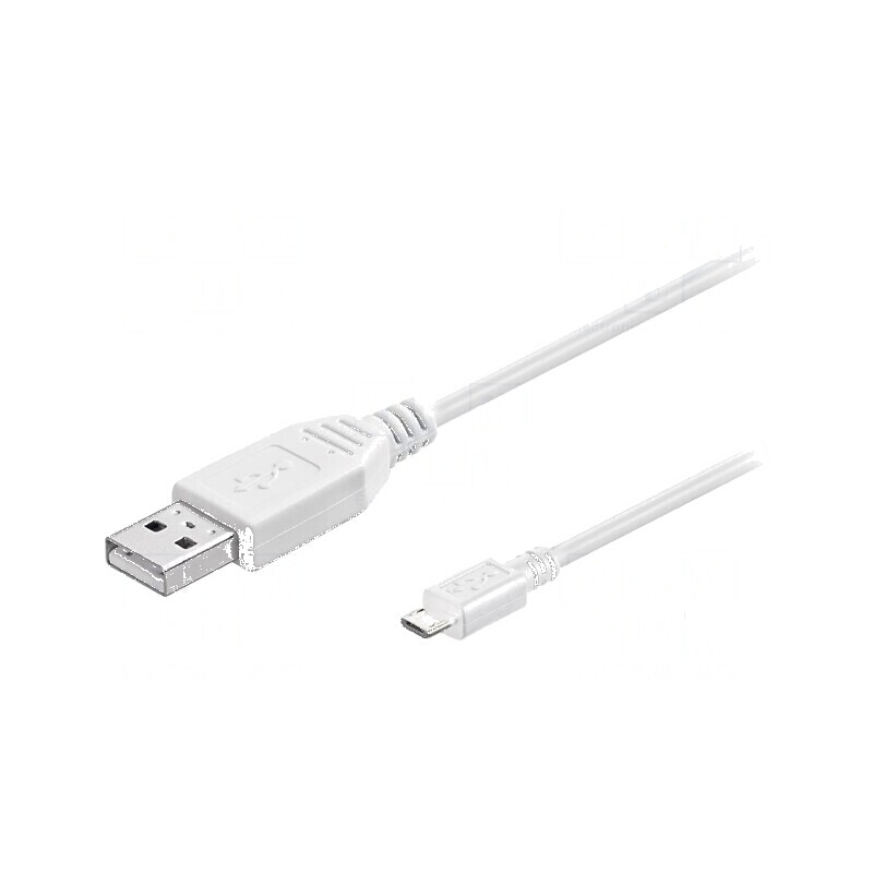 Cablu USB 2.0 A la Micro B 0,6m Alb Fire: Cu | Electronic-mag.ro | Componente Electronice