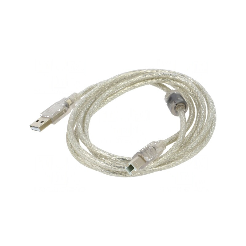 Cablu USB 2.0 A la B aurit 1,8m transparent | Electronic-mag.ro | Componente Electronice