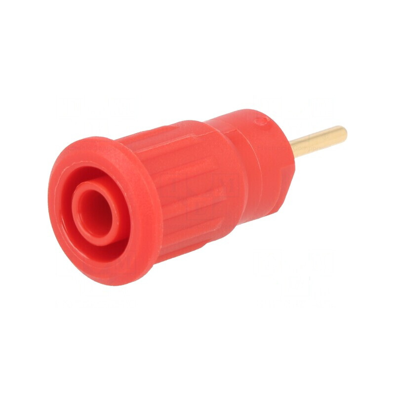 Conector banană 4mm soclu 24A 1kV roşu aurit 35,5mm | Electronic-mag.ro | Componente Electronice