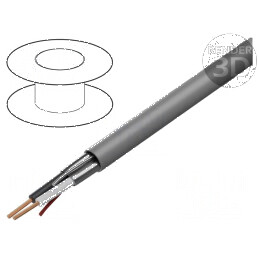 Cablu ecranat 2x20AWG PVC gri 300V 305m CPR Eca | Electronic-mag.ro | Componente Electronice