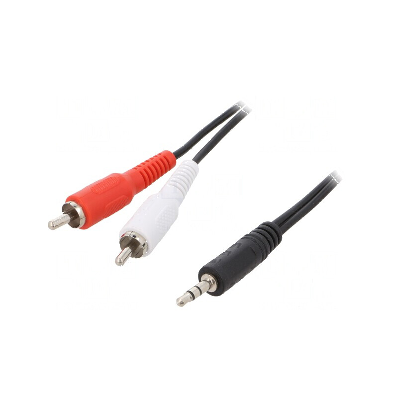 Cablu audio Jack 3,5mm la RCA x2, 1,5m, negru | Electronic-mag.ro | Componente Electronice