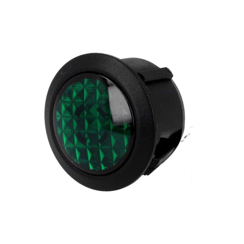 Lampă LED convexă verde 24VDC Ø20mm IP20 poliamidă | Electronic-mag.ro | Componente Electronice