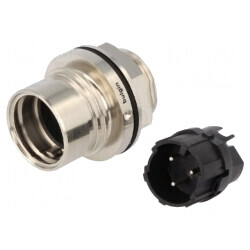 Conector Circular Soclu Tată 3 PIN Buccaneer 6000 Nichelat | Electronic-mag.ro | Componente Electronice