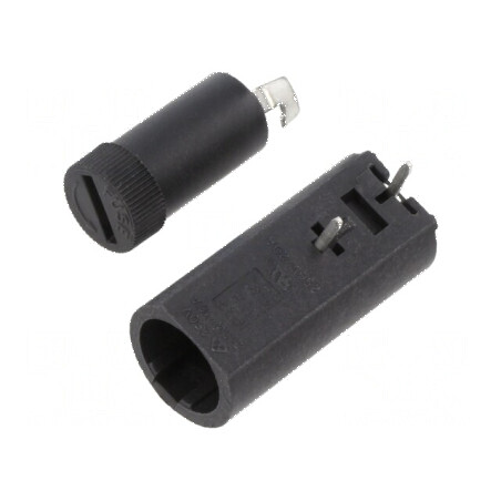 Clemă siguranțe cilindrice THT 5x20mm 10A neagră | Electronic-mag.ro | Componente Electronice