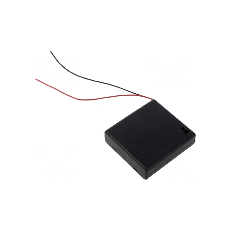 Suport baterii AA R6 cu 4 cabluri negre | Electronic-mag.ro | Componente Electronice