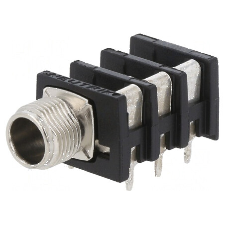 Conector Jack 6,3mm soclu mamă unghi 90° THT | Electronic-mag.ro | Componente Electronice