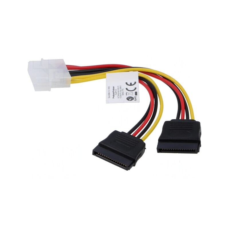 Cablu alimentare SATA Molex tată la 2 x SATA 15pin mamă, 0,15m | Electronic-mag.ro | Componente Electronice