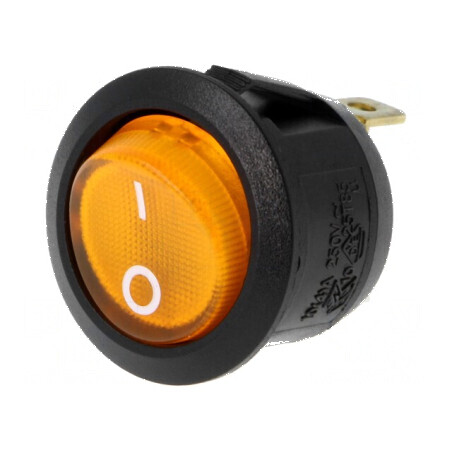Rocker Switch SPST 2 ON-OFF 10A/250VAC Galben cu Neon | Electronic-mag.ro | Componente Electronice