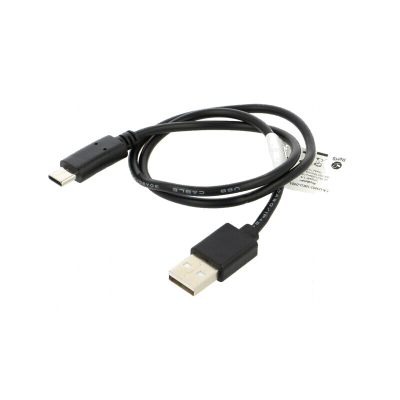 Cablu USB 2.0 A la C 0,5m negru aurit | Electronic-mag.ro | Componente Electronice