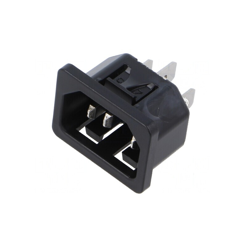 Conector alimentare AC soclu tată 10A 250VAC IEC 60320 | Electronic-mag.ro | Componente Electronice
