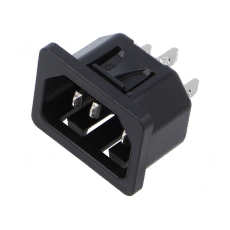 Conector alimentare AC soclu tată 10A 250VAC IEC 60320 | Electronic-mag.ro | Componente Electronice