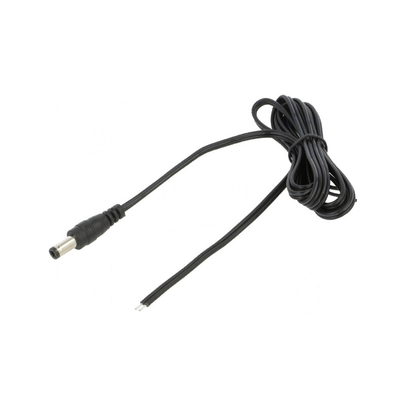 Cablu DC 5,5/2,5mm 1,5m cu mufă drept negru și gri, 2x0,5mm² | Electronic-mag.ro | Componente Electronice