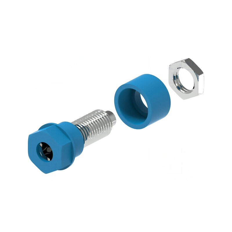 Conector banană 4mm soclu 36A 30VAC 60VDC albastru Ø6mm | Electronic-mag.ro | Componente Electronice
