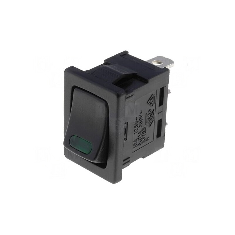 Rocker SPST 2 ON-OFF 16A/12VDC Negru cu LED 12V | Electronic-mag.ro | Componente Electronice