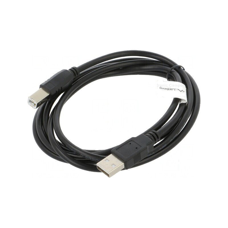 Cablu USB 2.0 A la B, 1,8m, negru, aurit | Electronic-mag.ro | Componente Electronice