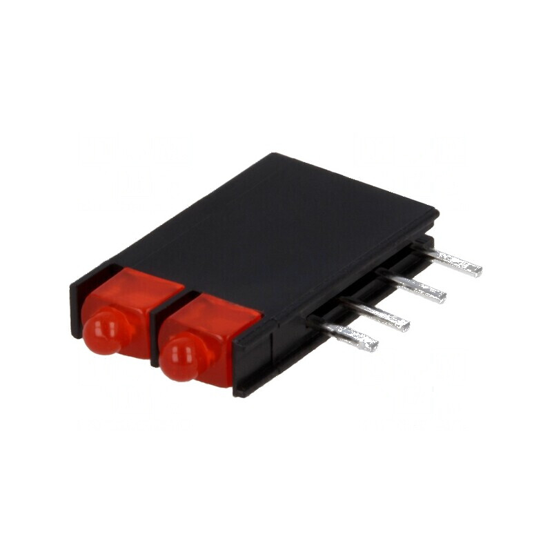 LED 1,8mm roșu 20mA 70° 2÷2,5V în carcasă, 2 diode | Electronic-mag.ro | Componente Electronice