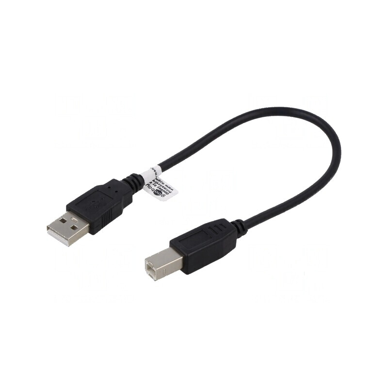 Cablu USB 2.0 A-B 0,25m negru Fire CCS | Electronic-mag.ro | Componente Electronice