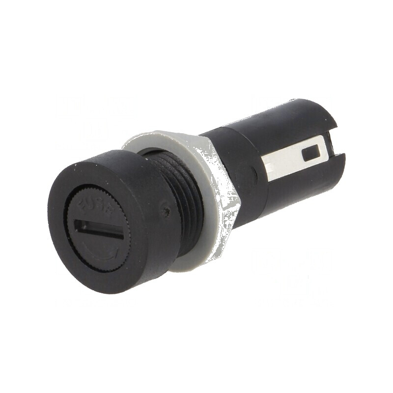 Clemă siguranţe cilindrice 5x20mm 10A neagră 250VAC pe panou | Electronic-mag.ro | Componente Electronice