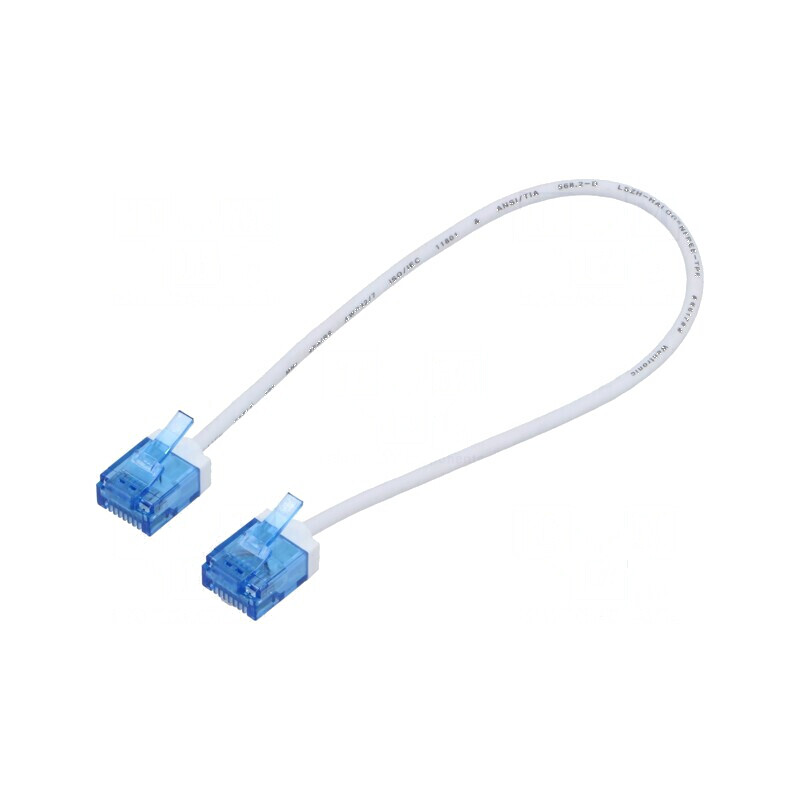 Patch cord U/UTP 6a 0,25m LSZH alb 32AWG | Electronic-mag.ro | Componente Electronice