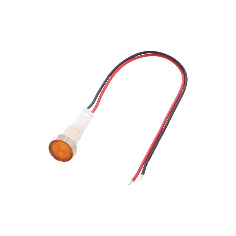Lampă LED plată galbenă 110VDC 110VAC Ø10mm | Electronic-mag.ro | Componente Electronice
