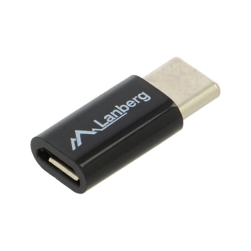 Adaptor USB 2.0 micro USB B și USB C cu mufă nichelată neagră | Electronic-mag.ro | Componente Electronice
