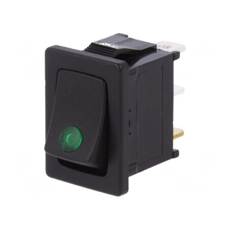 Rocker ON-OFF 16A/12VDC negru cu LED 12V | Electronic-mag.ro | Componente Electronice