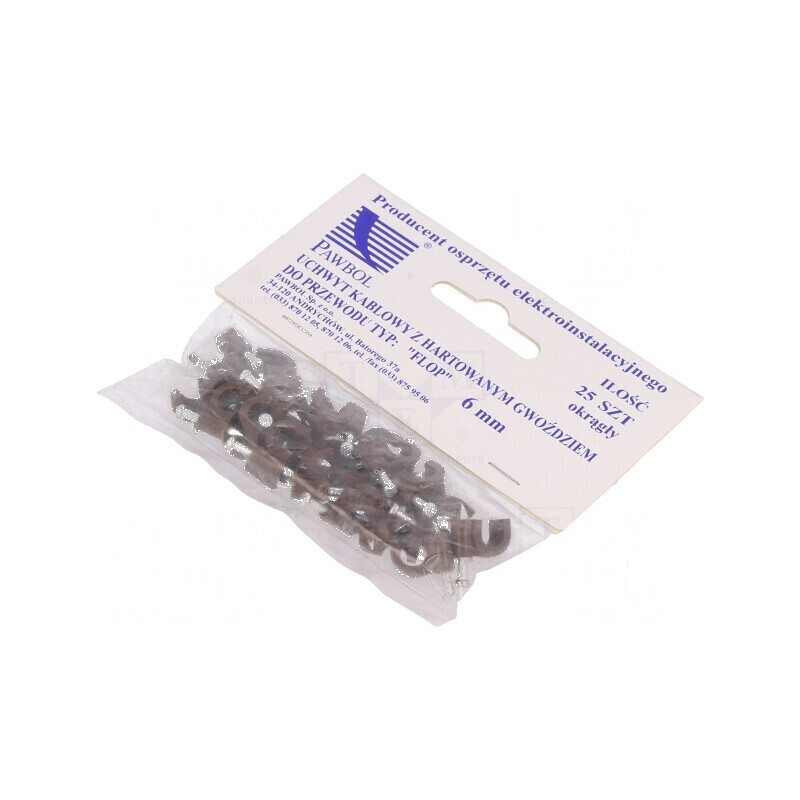 Element de susținere maro pe cablu rotund - 25 bucăți cu cui 6mm | Electronic-mag.ro | Componente Electronice Element de susținere maro pe cablu rotund - 25 bucăți cu cui 6mm | Electronic-mag.ro | Componente Electronice