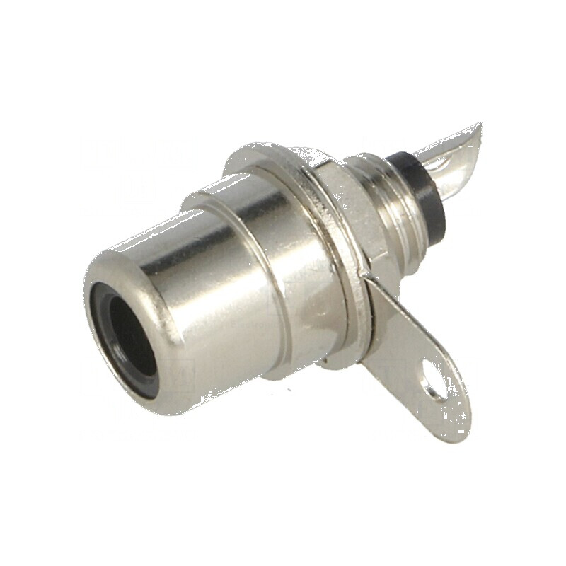 Conector RCA soclu mamă drept lipire nichelat negru | Electronic-mag.ro | Componente Electronice
