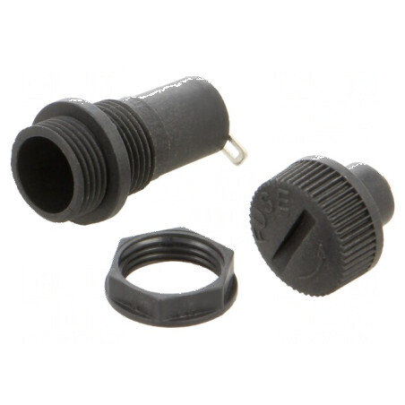 Clemă 5x20mm 10A 250VAC Orificiu Ø14mm Termoplast IP40 | Electronic-mag.ro | Componente Electronice
