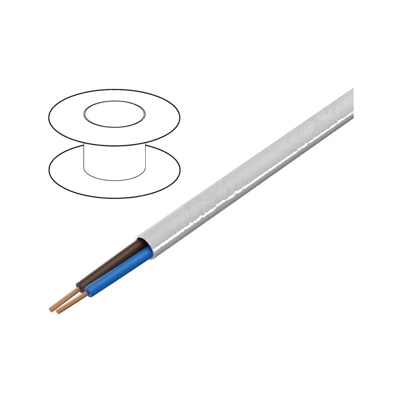 Cablu H05VV-F 2x1mm2 Cu PVC alb 300V 500V | Electronic-mag.ro | Componente Electronice