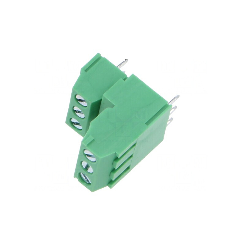 Regletă de conexiuni PCB unghi 90° 3,81mm 3 piste 1mm² | Electronic-mag.ro | Componente Electronice