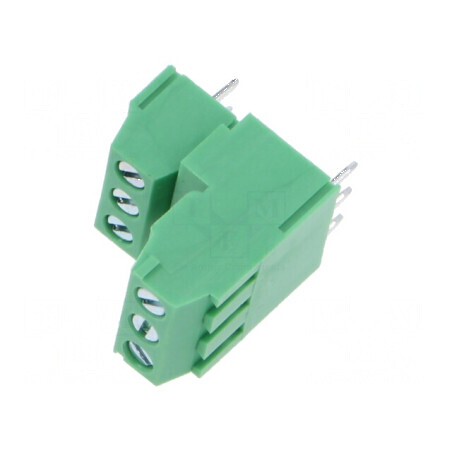 Regletă de conexiuni PCB unghi 90° 3,81mm 3 piste 1mm² | Electronic-mag.ro | Componente Electronice