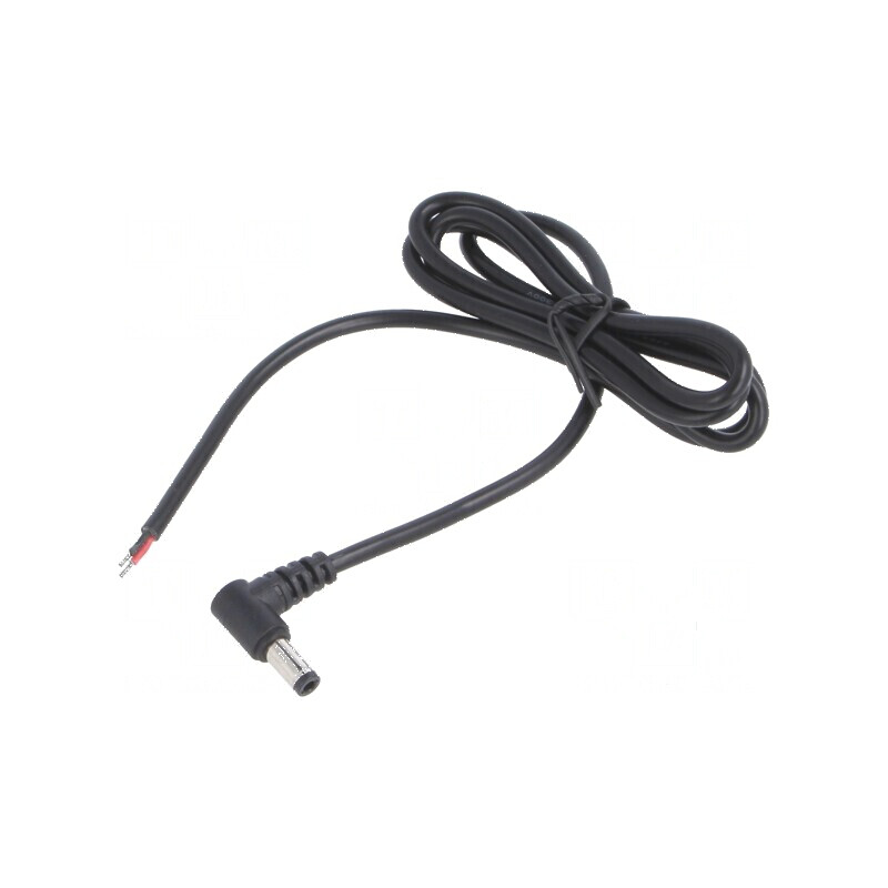 Cablu DC 5,5/2,1 cu mufa în unghi negru 1m 2x0,5mm² -20÷80°C | Electronic-mag.ro | Componente Electronice