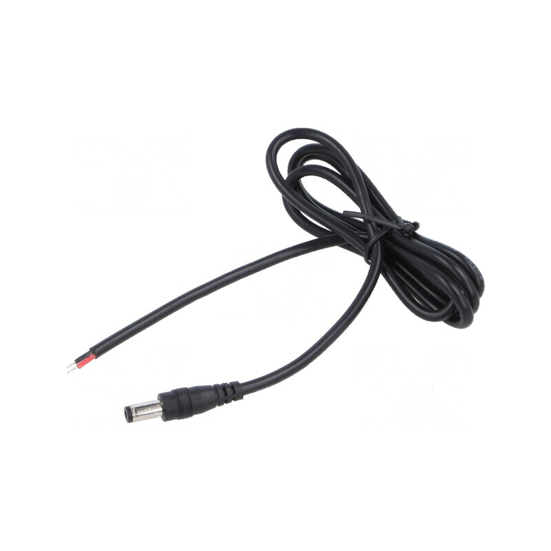 Cablu DC 5,5/2,1 2x0,5mm2 mufă drept negru 1m -20÷80°C | Electronic-mag.ro | Componente Electronice