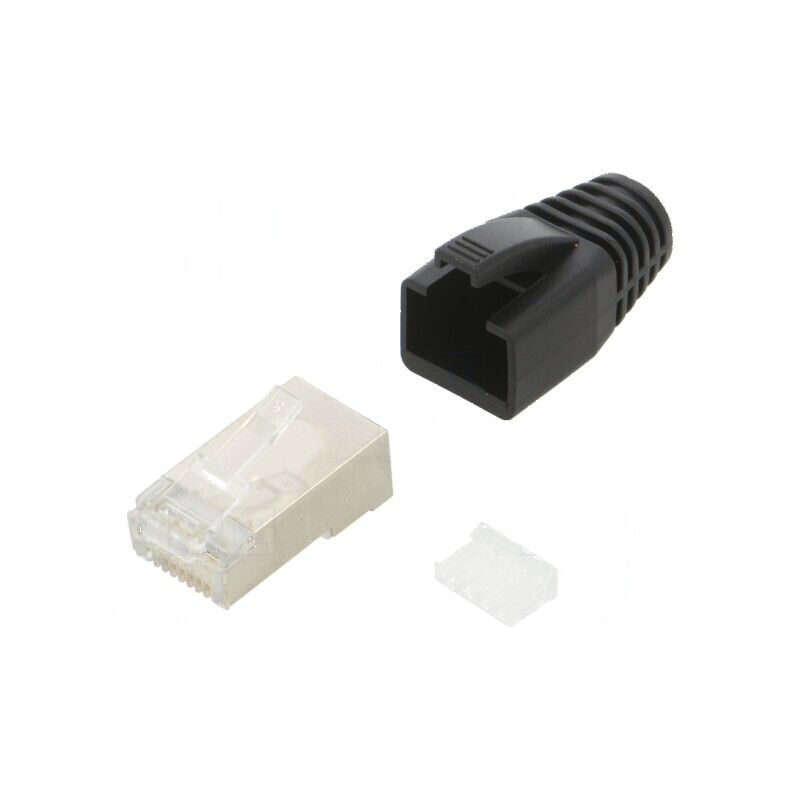 Conector RJ45 Cat 6a ecranat cu manșon pe cablu, mufă PIN 8 | Electronic-mag.ro | Componente Electronice