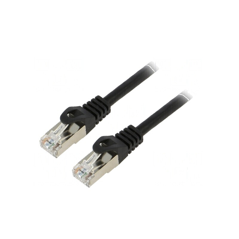 Patch cord F/UTP 6 litat CCA PVC negru 0,25m 26AWG | Electronic-mag.ro | Componente Electronice